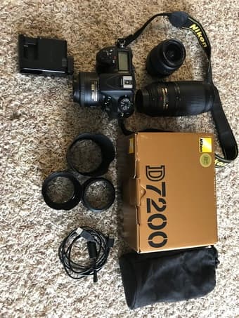 Nikon D7200 DSLR camera + lenses + tripod + bag, great condition 1