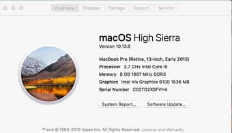 MAC Book Pro Early 2015 2.7 GHz Intel Core i5 8 GB 1867 MHz DDR3 - $95 3