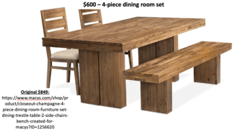 REDUCED PRICE - solid wood 4-piece dining room set 1