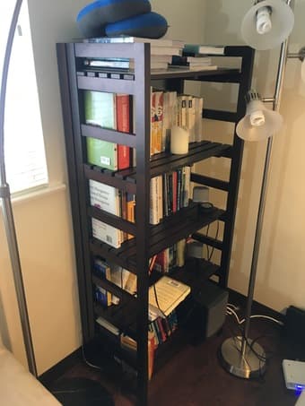 REDUCED PRICE - Bookshelf, folding, mahogany; like new 1
