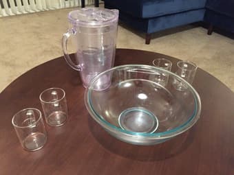 Pyrex Mixing Bowl+4 Glasses+Pitcher (Palo Alto) 1
