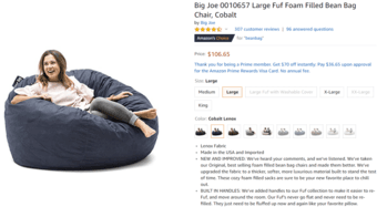 New large foam bean bag 1