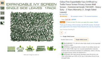 ColourTree Expandable Faux Artificial Ivy Trellis Fence 2