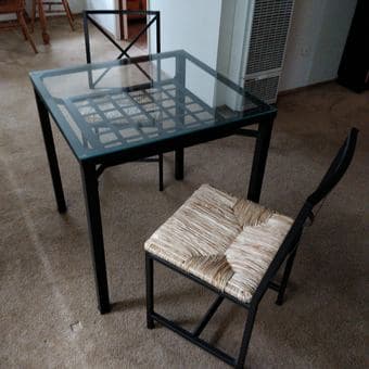 Glass dining table with matching chairs 1