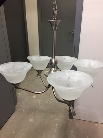 5-Light Brushed Nickel Chandelier with Glass Shades 1
