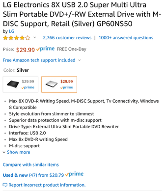 Brand new (un-opened, still in packaging) LG external DVD player 2