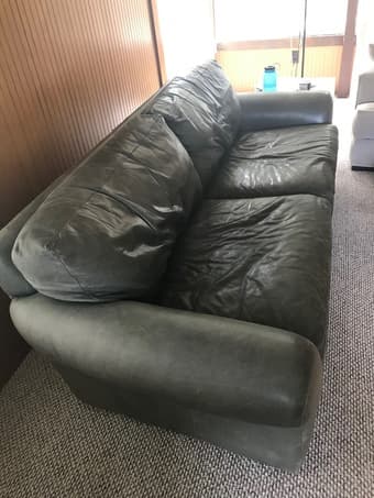 Dark green leather couch 2