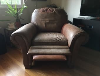 Brown leather reclining chair 2