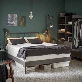 Almost NEW KOPARDAL FULL BedFrame + HAUGSVÄR Spring Mattress 1