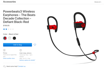 Apple Powerbeats3 Wireless Earphones (black-red), like new 2
