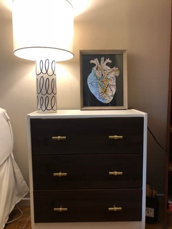 Bedroom furniture: side table/dresser, mirror, vanity table, lamp 1