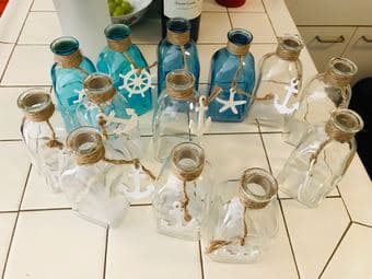 centerpiece / decoration vases bottles -- set of 13 3
