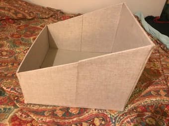 Clothes hamper, organizing boxes, and queen comforter 2