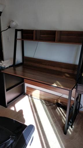 Queen bed + bedding, desk, shelves, closet organizers. WILL DELIVER :) 2