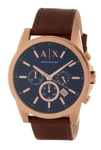 AX ARMANI EXCHANGE Men's Analog Leather Strap, 45mm 1