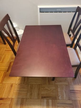 Solid wood espresso rectangular dining table (brand new) - $65 OBO 1