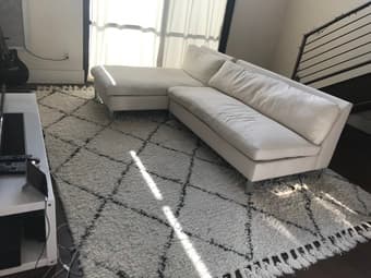 CB2 white sectional + rug 1