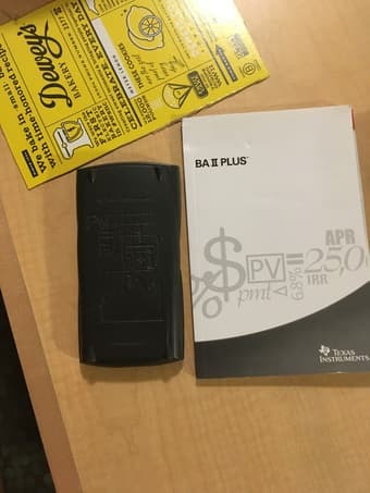 Two calculators: TI BA II Plus and TI 83 Plus 3