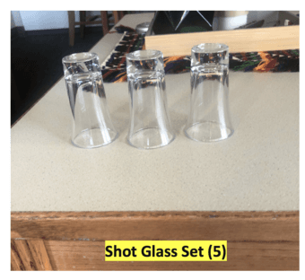 Jar with lid, glasses of beer, shot glasses set (5), bottle of water 2