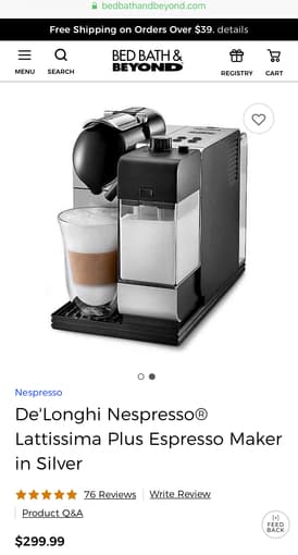 Nespresso Latissima Plus (No Milk Frother) 1