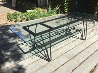 Midcentury Glass + Iron Coffee Table 1