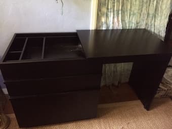 Compact desk, sliding top turns 1