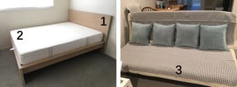 Moving sale - bed, mattress, sofa, table, shelf, desk 1