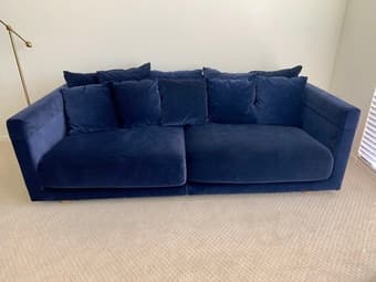 Ikea Stockholm Dark Blue Velvet Sofa (LIKE NEW) 1
