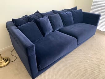 Ikea Stockholm Dark Blue Velvet Sofa (LIKE NEW) 3