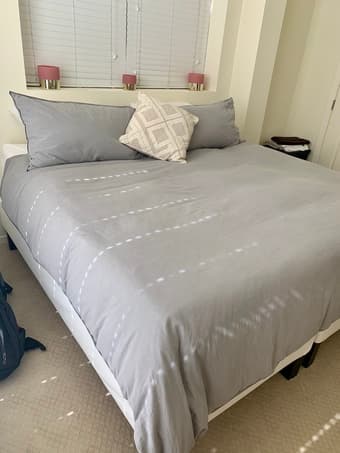 Moving Sale! KING BED with Pillowtop Mattress (Bedding Included)! 1