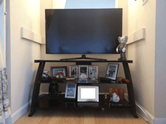 Black Glass Metal 3 Level TV Stand 42" New Media Console $80 OBO 1