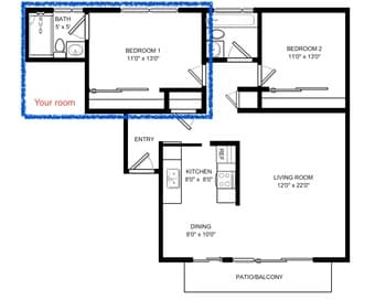 1B1B in a 2b2b at Mountain View for rent with free furniture Nov 1st 1