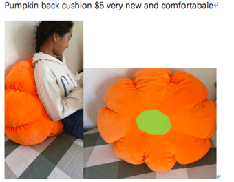 Pumpkin back cushion---very new and comfortable 1