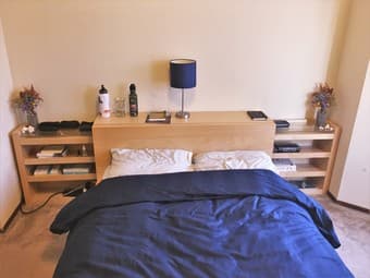 Full bed frame, headboard, and drawers/shelves/bookcases 2