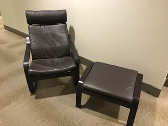 Leather chair with ottoman 2