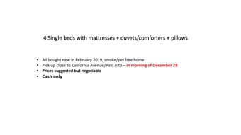 4 single beds - pick up December 28 morning 1