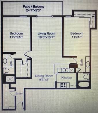 Large bedroom and private bath in 2bd/2ba apartment 1