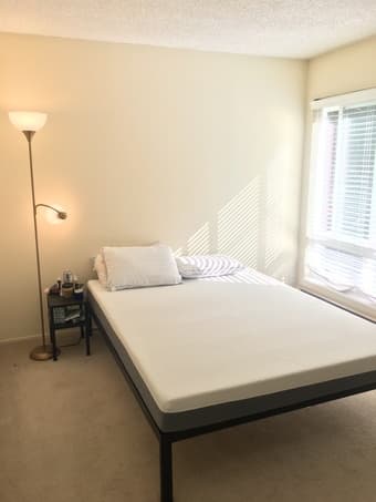 Queen Bed (Mattress + Frame + 2 Calvin Klein Pillows + additional pill 1