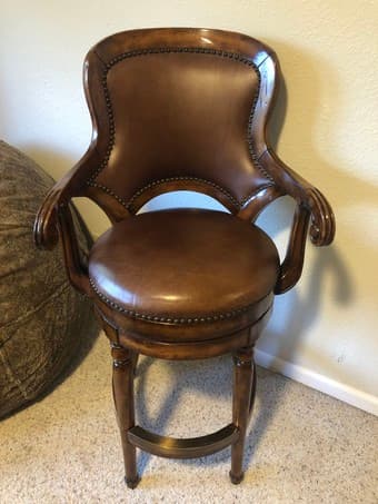 4 Beautiful Leather Nailhead Swivel Barstools 1