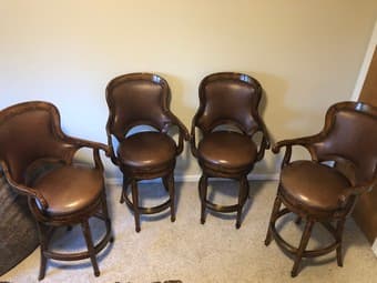 4 Beautiful Leather Nailhead Swivel Barstools 2