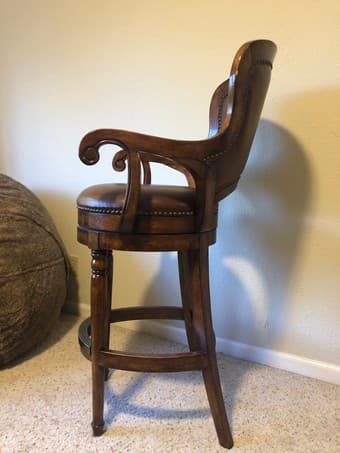 4 Beautiful Leather Nailhead Swivel Barstools 3