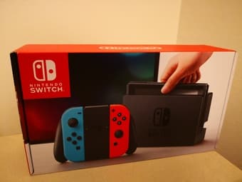 Brand New! Nintendo Switch 32GB Gray Console with Neon Red and Blue 2