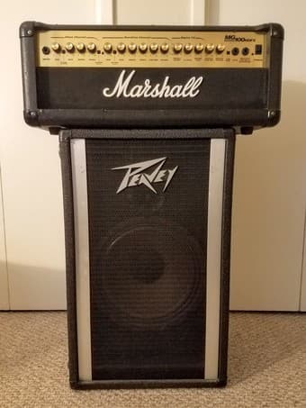 Marshall MG100HDFX 100-Watt Guitar Amp Head and Peavey 112PT speaker 1