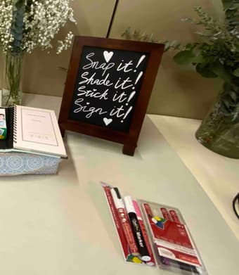 Large self-standing chalkboards, tabletop chalkboards, chalk markers 2