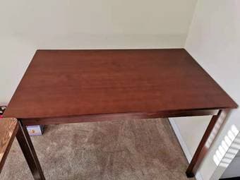 Zinus table ($70) IKEA desk ($40) Floor lamp with reading light ($20) 1