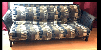 queen-size Wood Futon frame & mattress 1