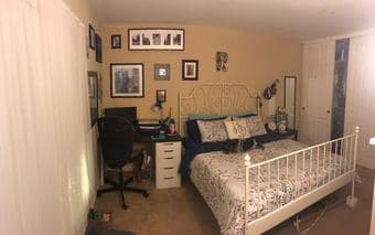 Mountain View Master Bed and Bath + loving dog 2