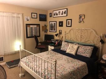 Mountain View Master Bed and Bath + loving dog 3
