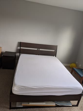 Queen bed + mattress + night stand 3