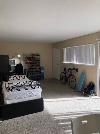 Converted living room w/ room divider curtains - Palo Alto 3